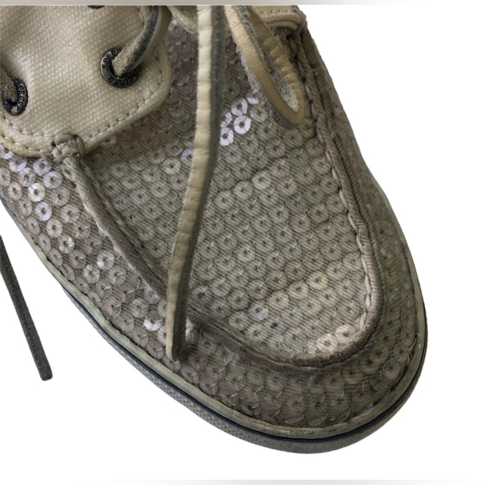 Sperry Shoes Top-Sider Women's Bahama Sequins Boat Shoe 9447160 Ivory Size 8.5 - Picture 2 of 8